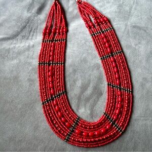 Elegant Coral Beaded Collar Necklace